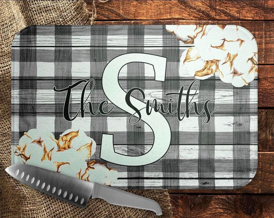 Cutting board-Black Gingham and Cotton